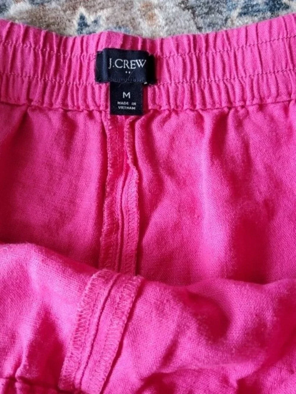 J. Crew Linen Bright Pink Drawstring Ladies Shorts with Pockets Medium